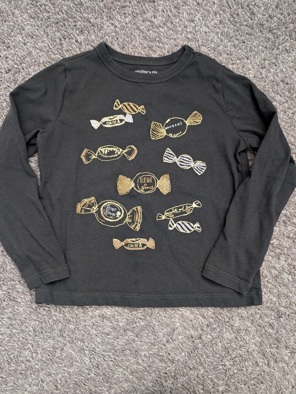 Crewcuts Black Long-Sleeve Tee with Gold Candy Print